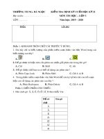 Đề thi học kì 2 môn Tin học lớp 3 năm 2019-2020 có đáp án - Trường Tiểu học Nguyễn Bá Ngọc