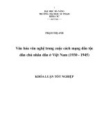 Văn hóa văn nghệ trong cuộc cách mạng dân tộc dân chủ nhân dân ở việt nam (1930   1945) 