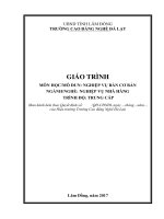 Giáo trình môn học/mô đun: Nghiệp vụ bàn cơ bản (Ngành/nghề: Nghiệp vụ nhà hàng): Phần 1