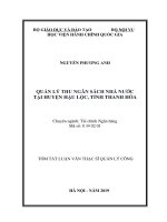 Tóm tắt Luận văn Thạc sĩ Tài chính Ngân hàng: Quản lý thu ngân sách nhà nước tại huyện Hậu Lộc, tỉnh Thanh Hóa