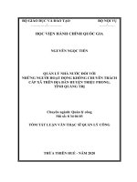 Tóm tắt Luận văn Thạc sĩ Quản lý công: Quản lý nhà nước đối với những người hoạt động không chuyên trách cấp xã trên địa bàn huyện Triệu Phong, tỉnh Quảng Trị