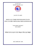 Tóm tắt Luận văn Thạc sĩ Luật học: Pháp luật về biện pháp bảo đảm bằng tài sản tàu biển trong hoạt động kinh doanh