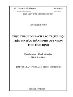 Tóm tắt Luận văn Thạc sĩ Chính sách công: Thực thi chính sách bảo trợ xã hội trên địa bàn thành phố Quy Nhơn, tỉnh Bình Định