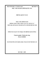 Tóm tắt Luận văn Thạc sĩ Chính sách công: Thực thi chính sách Phòng cháy chữa cháy tại các chung cư trên địa bàn quận Thanh Xuân, thành phố Hà Nội