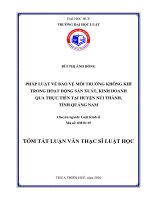 Tóm tắt Luận văn Thạc sĩ Luật học: Pháp luật về bảo vệ môi trường không khí trong hoạt động sản xuất, kinh doanh qua thực tiễn tại huyện Núi Thành, tỉnh Quảng Nam
