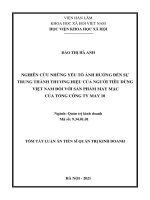 Tóm tắt luận án Tiến sĩ Quản trị kinh doanh: Nghiên cứu những yếu tố ảnh hưởng đến sự trung thành thương hiệu của người tiêu dùng việt nam đối với sản phẩm may mặc của tổng Công