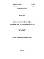 Tóm tắt Luận văn Thạc sĩ Quản lý công: Quản lý Nhà nước về hoạt động tín ngưỡng trên địa bàn thành phố Hà Nội