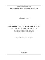 Luận văn Thạc sĩ Du lịch: Nghiên cứu chất lượng dịch vụ lưu trú du lịch của các khách sạn 3 sao tại Thành phố Nha Trang