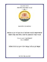 Tóm tắt Luận văn Thạc sĩ Luật học: Pháp luật về quản lý hành vi bất hợp pháp trên thị trường chứng khoán Việt Nam
