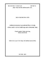 Tóm tắt Luận văn Thạc sĩ Chính sách công: Chính sách đào tạo, bồi dưỡng cán bộ, công chức cấp xã trên địa bàn tỉnh Phú Thọ