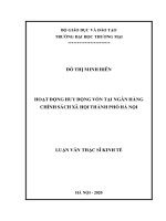 Luận văn Thạc sĩ Kinh tế: Hoạt động huy động vốn tại Ngân hàng Chính sách xã hội thành phố Hà Nội