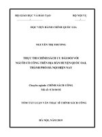 Tóm tắt Luận văn Thạc sĩ Chính sách công: Thực thi chính sách ưu đãi người có công trên địa bàn huyện Quốc Oai, thành phố Hà Nội hiện nay