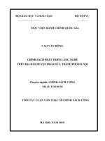 Tóm tắt Luận văn Thạc sĩ Chính sách công: Chính sách phát triển làng nghề trên địa bàn huyện Hoài Đức, thành phố Hà Nội