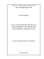 Luận văn Thạc sĩ Quản lý kinh tế: Quản lý Nhà nước đối với công tác giảm nghèo bền vững trên địa bàn huyện Hiệp Đức