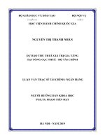 Tóm tắt Luận văn Thạc sĩ Tài chính Ngân hàng: Dự báo thu thuế giá trị gia tăng tại Tổng cục Thuế - Bộ Tài chính