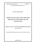 Tóm tắt Luận văn Thạc sĩ Chính sách công: Chính sách xây dựng nông thôn mới trên địa bàn thành phố Việt Trì, tỉnh Phú Thọ