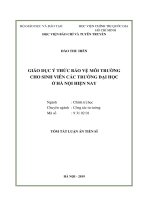 GIÁO DỤC Ý THỨC BẢO VỆ MÔI TRƯỜNG CHO SINH VIÊN CÁC TRƯỜNG ĐẠI HỌC Ở HÀ NỘI HIỆN NAY.TÓM TẮT LUẬN ÁN TIẾN SĨ