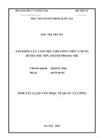 Tóm tắt Luận văn Thạc sĩ Quản lý công: Tạo động lực làm việc cho công chức cấp xã huyện Sóc Sơn, thành phố Hà Nội