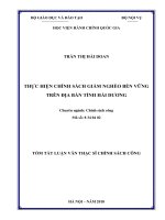 Tóm tắt Luận văn Thạc sĩ Quản lý công: Thực hiện chính sách giảm nghèo bền vững trên địa bàn tỉnh Hải Dương