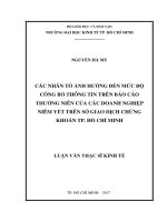 Tài liệu luận văn kinh tế Các Nhân Tố Ảnh Hưởng Đến Mức Độ Công Bố Thông Tin