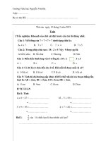 Phiếu bài tập cuối tuần môn Toán lớp 2 năm học 2020-2021 - Trường Tiểu học Nguyễn Văn Bá (Tuần 22)