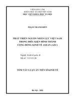 Tóm tắt luận án Tiến sĩ Kinh tế: Phát triển nguồn nhân lực Việt Nam trong điều kiện hình thành cộng đồng kinh tế Asean (AEC)