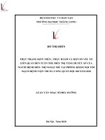 Tóm tắt luận văn Thạc sĩ Điều dưỡng: Thực trạng kiến thức, thực hành và một số yếu tố liên quan đến tuân thủ điều trị tăng huyết áp của người bệnh điều trị ngoại trú tại phòng