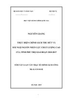 Tóm tắt Luận văn Thạc sĩ Chính sách công: Thực hiện chính sách thu hút và đãi ngộ nguồn nhân lực chất lượng cao của tỉnh Phú Thọ giai đoạn 2010-2017