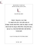 Tóm tắt luận văn Thạc sĩ Y tế công cộng: Thực trạng cận thị và một số yếu tố liên quan ở học sinh trường trung học cơ sở Trần Hưng Đạo, phường Thạnh Lộc, quận 12, thành phố Hồ Chí