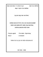 CHÍNH SÁCH CỔ TỨC CỦA CÁC DOANH NGHIỆP THỦY SẢN NIÊM YẾT TRÊN THỊ TRƯỜNG CHỨNG KHOÁN VIỆT NAM TÓM TẮT LUẬN ÁN TIẾN SĨ