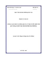 Nâng cao chất lượng quản lý nhà nước đối với quy hoạch đô thị ở thành phố Hải Phòng