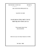 Tóm tắt Luận văn Thạc sĩ Quản lý công: Tuyển dụng công chức cấp xã trên địa bàn tỉnh Lào Cai