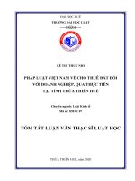 Tóm tắt Luận văn Thạc sĩ Luật học: Pháp luật Việt Nam về cho thuê đất đối với doanh nghiệp, qua thực tiễn tại tỉnh Thừa Thiên Huế