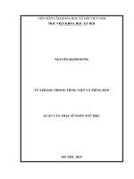 Luận văn Thạc sĩ Ngôn ngữ học: Từ chỉ đầu trong tiếng Việt và tiếng Hán