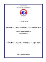 Tóm tắt Luận văn Thạc sĩ Luật học: Pháp luật Việt Nam về hòa giải thương mại