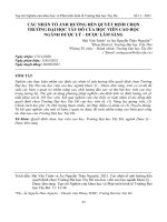 Các nhân tố ảnh hưởng đến quyết định chọn trường đại học Tây Đô của học viên cao học ngành Dược lý – Dược lâm sàng