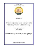 Tóm tắt Luận văn Thạc sĩ Luật học: Áp dụng biện pháp khẩn cấp tạm thời theo Luật Trọng tài thương mại