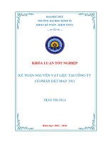 KHÓA LUẬN TỐT NGHIỆP KẾ TOÁN NGUYÊN VẬT LIỆU TẠI CÔNG TY CỔ PHẦN DỆT MAY 29/3