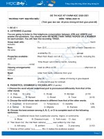 Bộ 5 đề thi HK2 môn Tiếng Anh 10 có đáp án năm 2021 Trường THPT Nguyễn Siêu