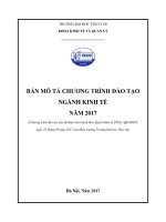 BẢN MÔ TẢ CHƯƠNG TRÌNH ĐÀO TẠO NGÀNH KINH TẾ NĂM 2017