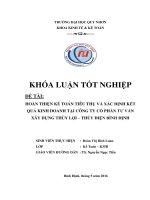 KHÓA LUẬN TỐT NGHIỆP ĐỀ TÀI: HOÀN THIỆN KẾ TOÁN TIÊU THỤ VÀ XÁC ĐỊNH KẾT QUẢ KINH DOANH TẠI CÔNG TY CỔ PHẦN TƯ VẤN XD THỦY LỢI – THỦY ĐIỆN BÌNH ĐỊNH