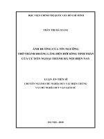 ẢNH HƯỞNG CỦA TÍN NGƯỠNG THỜ THÀNH HOÀNG LÀNG ĐẾN ĐỜI SỐNG TINH THẦN CỦA CƯ DÂN NGOẠI THÀNH HÀ NỘI HIỆN NAY LUẬN ÁN TIẾN SĨ