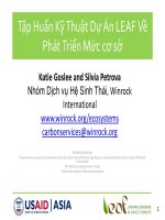 Tập Huấn Kỹ Thuật Dự Án LEAF Về Phát Triển Mức sở Katie Goslee and Silvia Petrova Nhóm Dịch vụ Hệ Sinh Thái, Winrock International