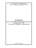 KẾ HOẠCH QUẢN LÝ RỪNG BỀN VỮNG THEO TIÊU CHUẨN FSC GIAI ĐOẠN 2017 – 2022 CỦA CÔNG TY TNHH MTV LN BÌNH THUẬN