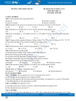 Đề kiểm tra 45 phút môn Hóa học 10 năm 2020 có đáp án Trường THPT Định Thành