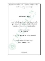 Đánh giá kết quả thực hiện phương án quy hoạch sử dụng đất đến năm 2020 huyện lương sơn, tỉnh hòa bình 
