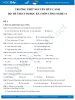 Bộ 4 đề kiểm tra cuối Học kì 2 môn Công Nghệ 11 có đáp án chi tiết