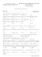 Đề thi thử tốt nghiệp THPT năm 2021 môn Toán - Trường THPT Đông Thụy Anh