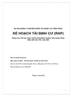 DỰ ÁN QUẢN LÝ NGUỒN NƯỚC VÀ NGẬP LỤT VĨNH PHÚC KẾ HOẠCH TÁI ĐỊNH CƯ (RAP) Hạng mục Cải tạo, Nạo vét 03 sông Bình Xuyên; Xây dựng Cống Điều tiết Cầu Tôn, Cầu Sắt