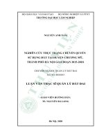 Nghiên cứu thực trạng chuyển quyền sử dụng đất tại huyện chương mỹ, thành phố hà nội giai đoạn 2015 2018 